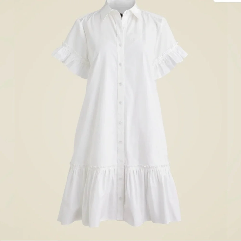 J. Crew White Ruffle Mini Dress - Picture 4 of 7